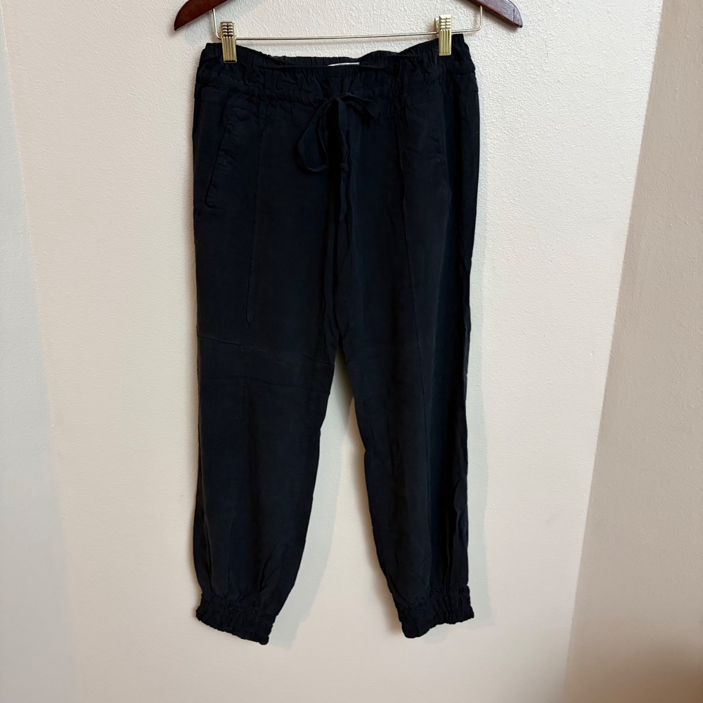 Guess Silk Jogger Pants Small Black Drawstring Casual Luxe Lightweight